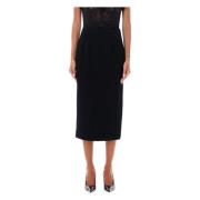 Alessandra Rich Svart Tweed Boucle Midi Kjol Black, Dam