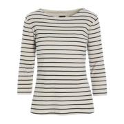 Bitte Kai Rand Breton Stripe Blus Svart/Ivory Beige, Dam