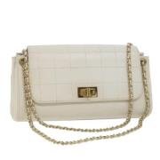 Chanel Vintage Pre-owned Laeder axelremsvskor White, Dam