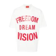 Vision OF Super Vit Bomullst-shirt med Freedom Print White, Herr