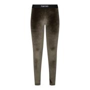 Tom Ford Moss Green Velour Leggings Green, Dam