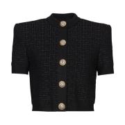 Balmain PB Labyrinth Stickad Kofta Black, Dam