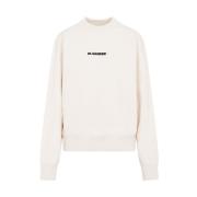 Jil Sander Neutral Bomull Crew Neck Sweatshirt Beige, Dam