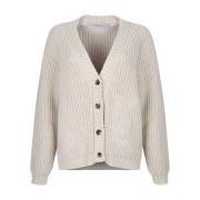 Golden Goose Pergament Cardigan Sweater med Dubbel Stjärna Beige, Dam