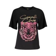 Cavalli Class Elegant svart signaturtryck T-shirt Black, Dam