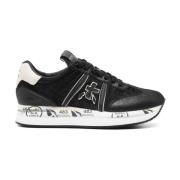 Premiata Svarta Sneakers Moire Panel Design Black, Dam