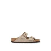 Birkenstock Mocka Läder Dubbelrem Slides Beige, Herr