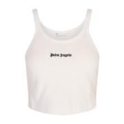 Palm Angels Vit Tanktop med Logotyp White, Dam