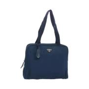 Prada Vintage Pre-owned Nylon handvskor Blue, Dam