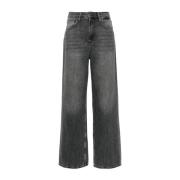 Liu Jo Grå Denim Whiskering Straight Leg Jeans Gray, Dam