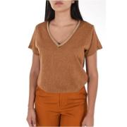 Molly Bracken V-ringad Finstickad T-shirt Brown, Dam