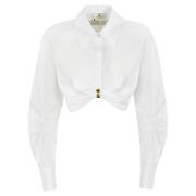 Elisabetta Franchi Vit Poplin Skjorta med Metall Detalj White, Dam