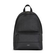 Balmain Svart läder ryggsäck med PB Maze Monogram Black, Herr