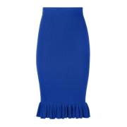 Nina Ricci Blå Ruffled Peplum Midi Kjol Blue, Dam