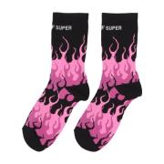 Vision OF Super Flames Jacquard Logo Strumpor Svart/Rosa/Vit Multicolo...