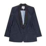 Munthe Elegant blazer med djup v-ringning Blue, Dam