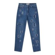 Munthe Slitna Boyfriend Jeans Blå Blue, Dam