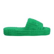 Bottega Veneta Gröna Bomulls Resort Sponge Slides Green, Dam