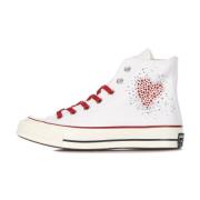 Converse Canvas High-Top Sneaker med Hjärta Glitter White, Dam