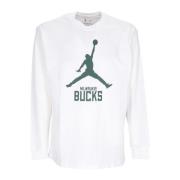 Jordan Milwaukee Bucks Långärmad T-shirt White, Herr