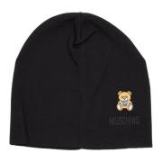 Moschino Enfärgad Logo Teddy Bear Beanie Black, Dam