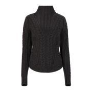 Nina Ricci Twisted Wool Turtleneck Sweater i Grå Gray, Dam