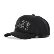 Obey Svart truckerkeps med böjd skärm Black, Herr