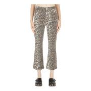 Ganni Leopard Print High Rise Jeans Multicolor, Dam