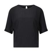 Luisa Cerano Satin Front T-Shirt Black, Dam