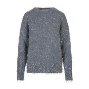 Msgm Blå Ullblandning Crew-Neck Sweater Blue, Dam