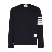 Thom Browne Svart Bomullsweatshirt Rund Krage Långa ärmar Black, Herr