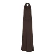 Rotate Birger Christensen Elegant Spets Maxi Klänning Brown, Dam