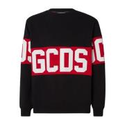 Gcds Bomullssweatshirt med logotryck Black, Herr