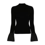 Twinset Rippstickad Rullkrage Sweaters Black, Dam