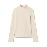 Twothirds Delikat öppen arbete turtle neck topp Beige, Dam