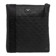 Emporio Armani Logo Crossbody Väska med Justerbar Rem Black, Herr