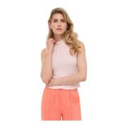 Guess Ärmlös stretchtopp - Rosor, Slim Fit Pink, Dam