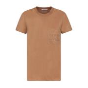 Max Mara Broderad Logotyp T-shirt Kamelbrun Brown, Dam