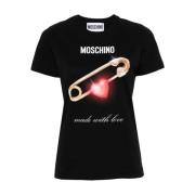 Moschino Grafiskt Tryck Crew Neck Topp Black, Dam