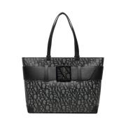 Armani Exchange Svart Shopper Väska med Minimalt Logotyp Black, Dam