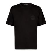 Dolce & Gabbana Bomull T-shirt med Ribbad Halsringning Black, Herr