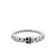 Alexander McQueen Elastiskt Armband med Skull Charm Gray, Herr