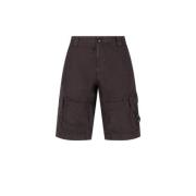 C.P. Company Svarta Cargo Shorts med Linneblandning Black, Herr