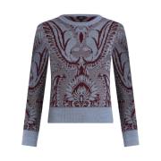 Etro Burgundy Paisley Jacquard Sweater Multicolor, Dam