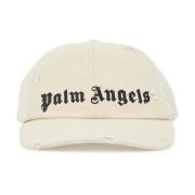 Palm Angels Distressed Logo Baseballkeps Beige, Herr