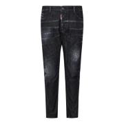 Dsquared2 Svart Slim Fit Biker Jeans Black, Herr