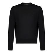 Dsquared2 Svart Ull Crewneck Logo Sweatshirt Black, Herr