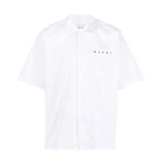 Marni Tryckt Logotyp Poplin Skjorta White, Herr