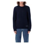 A.p.c. Mörkblå Stickad Tröja Sweater Aw24 Blue, Herr