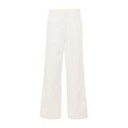 Forte Forte Ivory Bomull Twill Byxor Raka Ben Beige, Dam